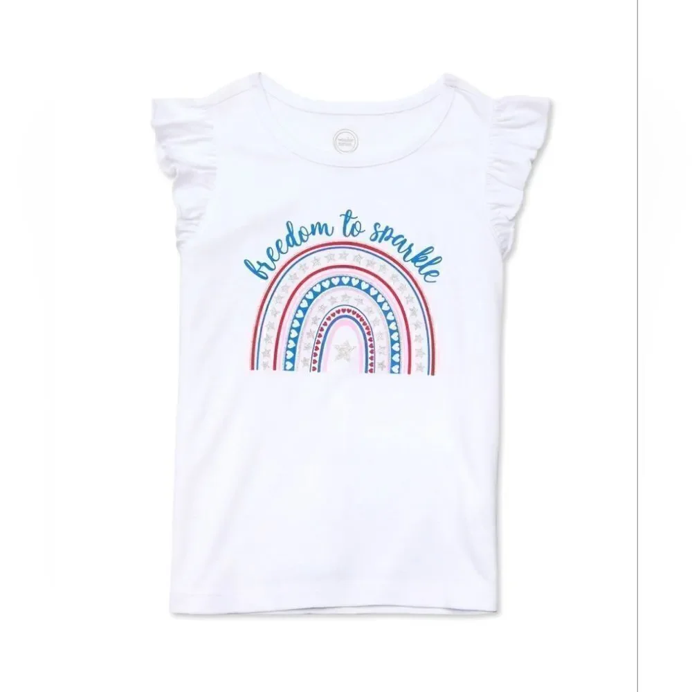 Nwt Kids Girls Patriotic Americana July 4th Tops Bundle, Sz. S 6/6X